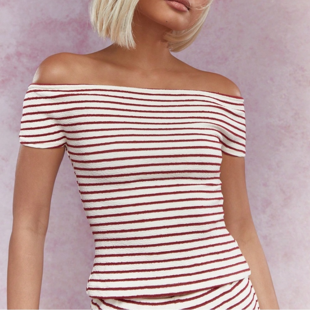 MIZZGUIDED Striped Off-Shoulder Top - Picture 2 of 11